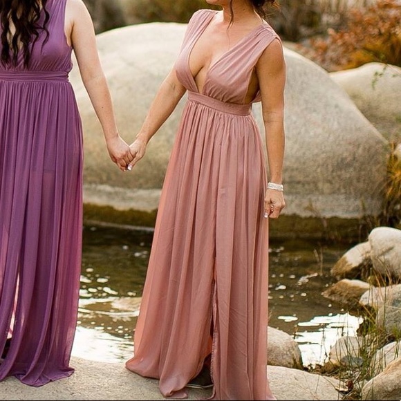 Long rose/mauve color formal dress - Picture 4 of 4